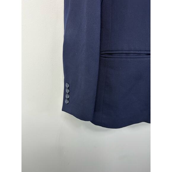 Pendleton Womens Virgin Wool Navy Blazer Size 14 Lined One Button Classic - Picture 11 of 13